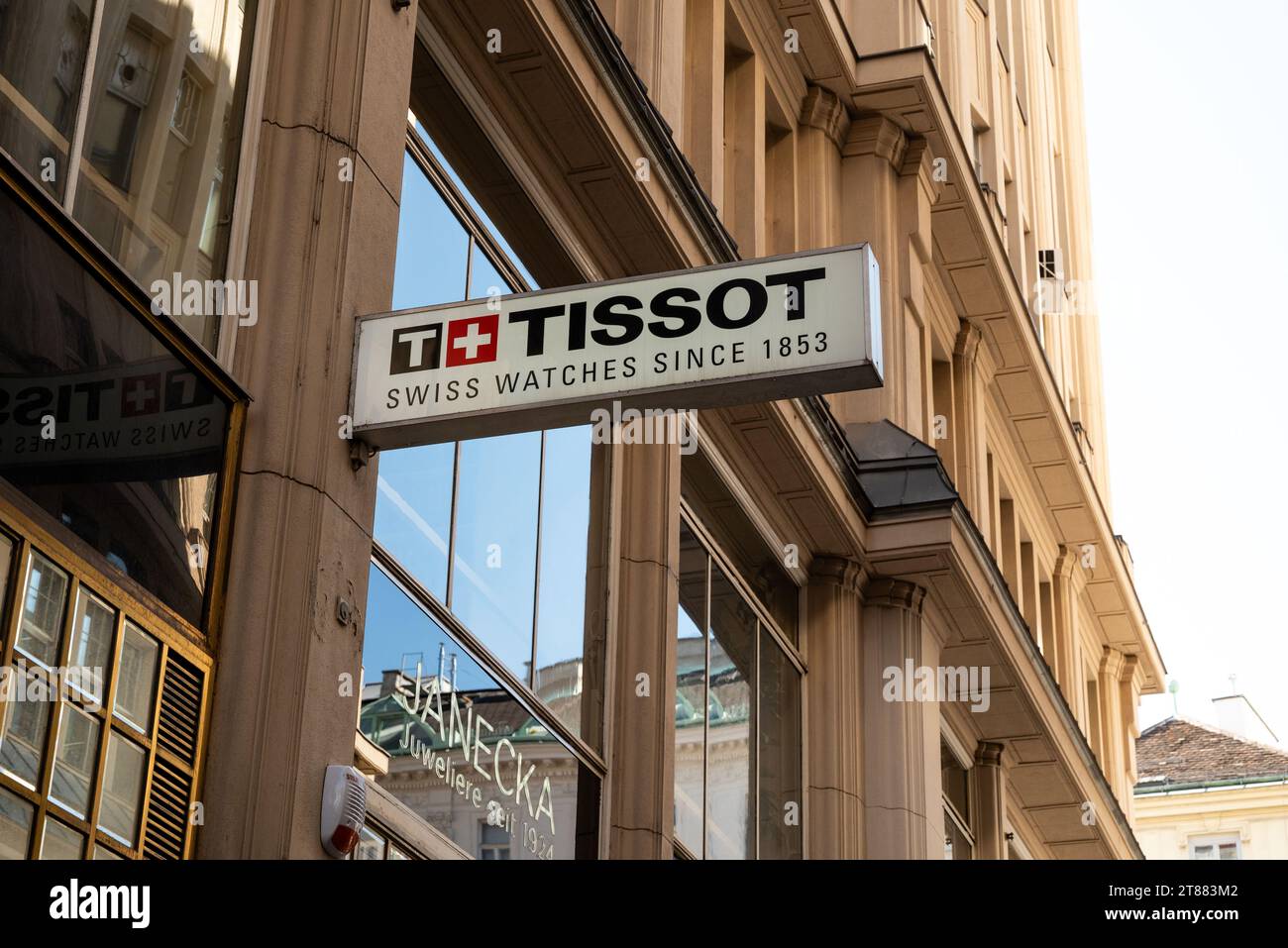 Vienna, Austria 29 September 2023. Tissot store front in viennese old town in Graben Strasse Stock Photo
