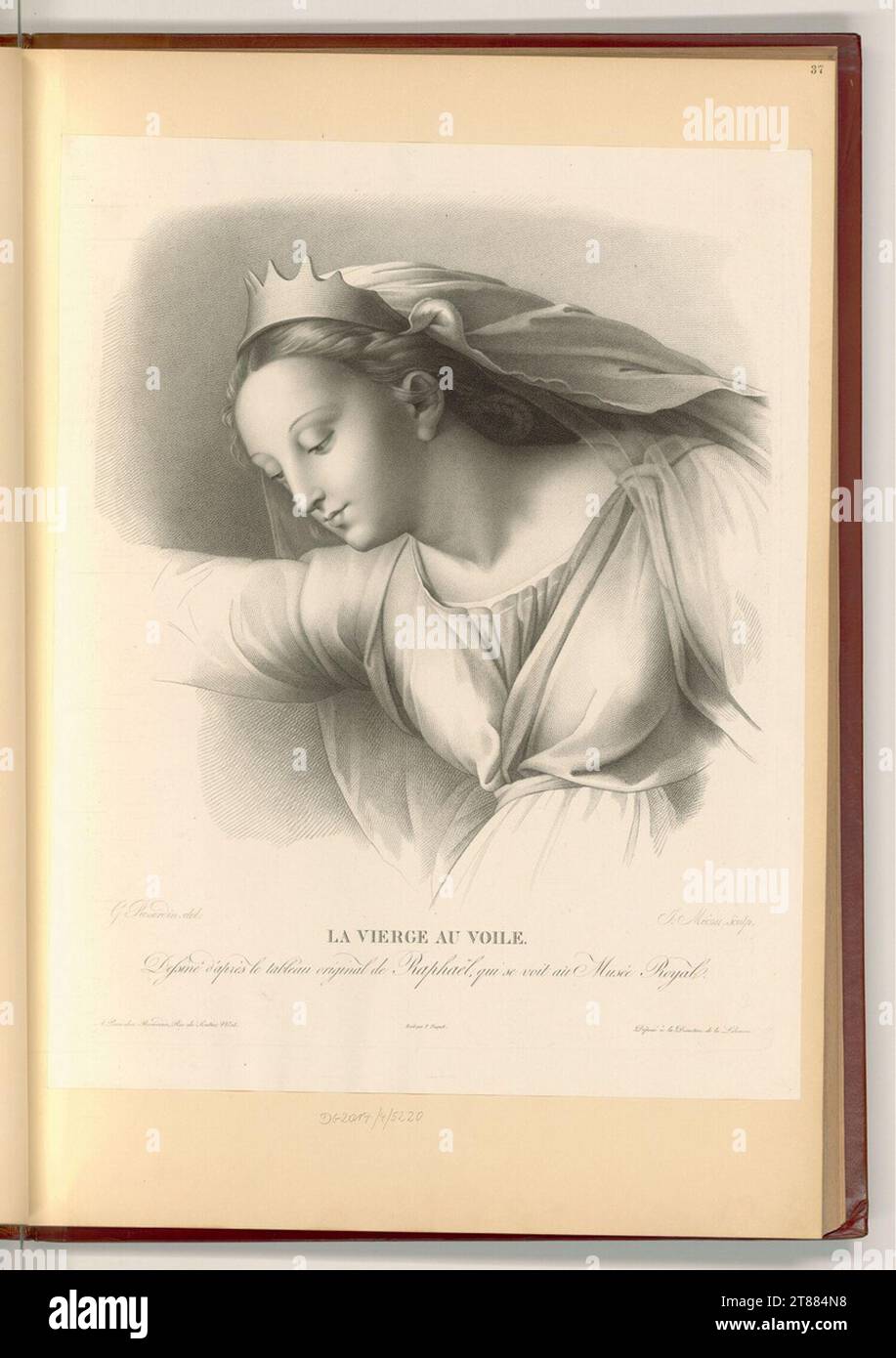 André Joseph Mecou (Engraver) Madonna with the diadem, head of the Madonna. Crayonmanner, dot animal manner 1750-1850 , 1750/1850 Stock Photo