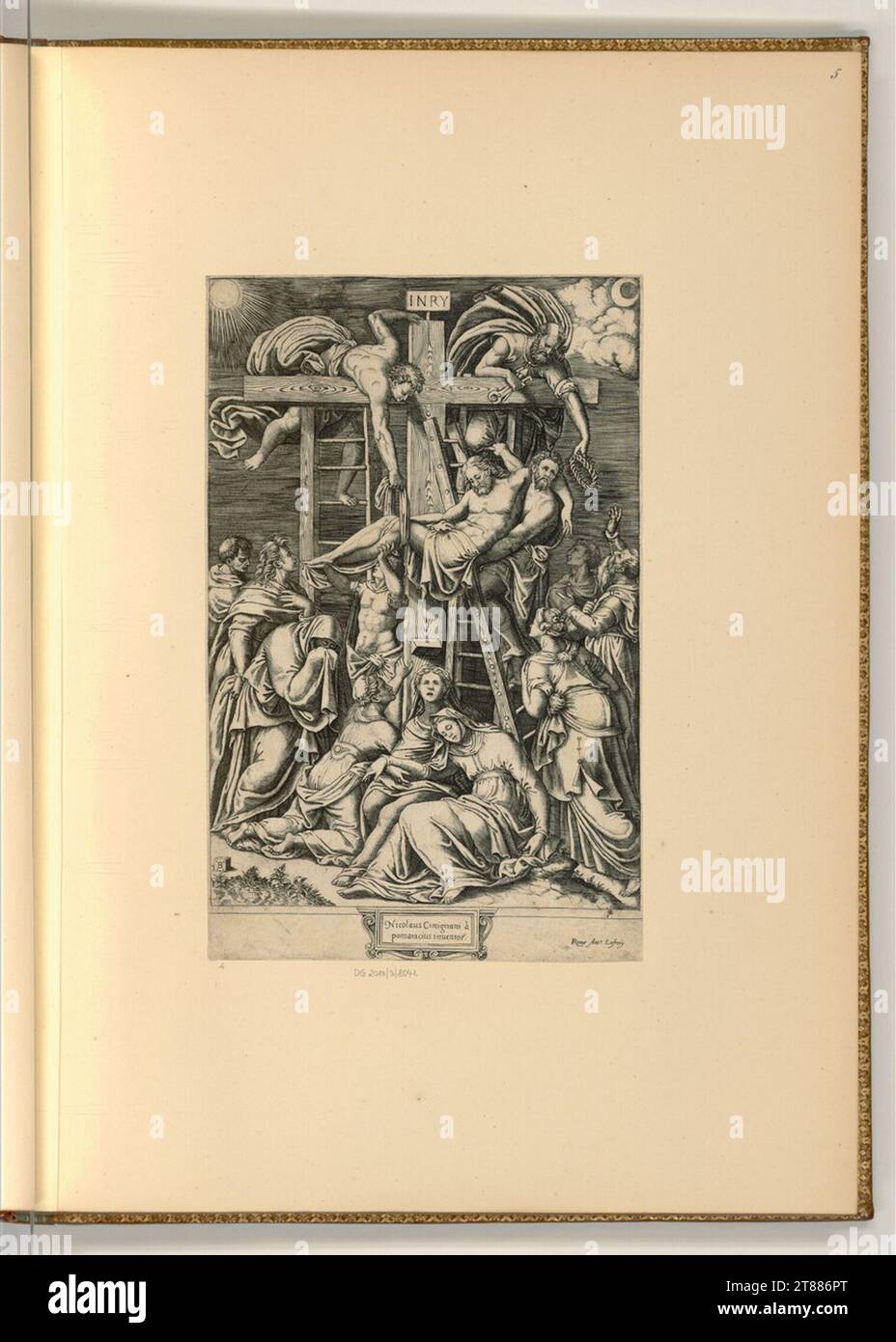 Maître au Dé (Engraver) Cross acceptance. Copper engraving print 1530