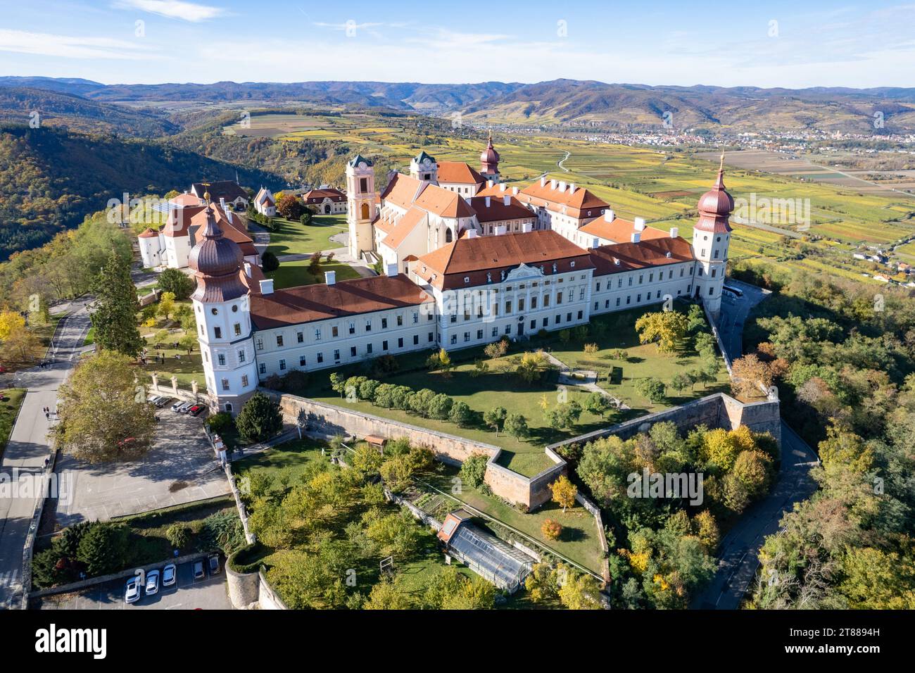 Aerial view of Stift Göttweig Stock Photo