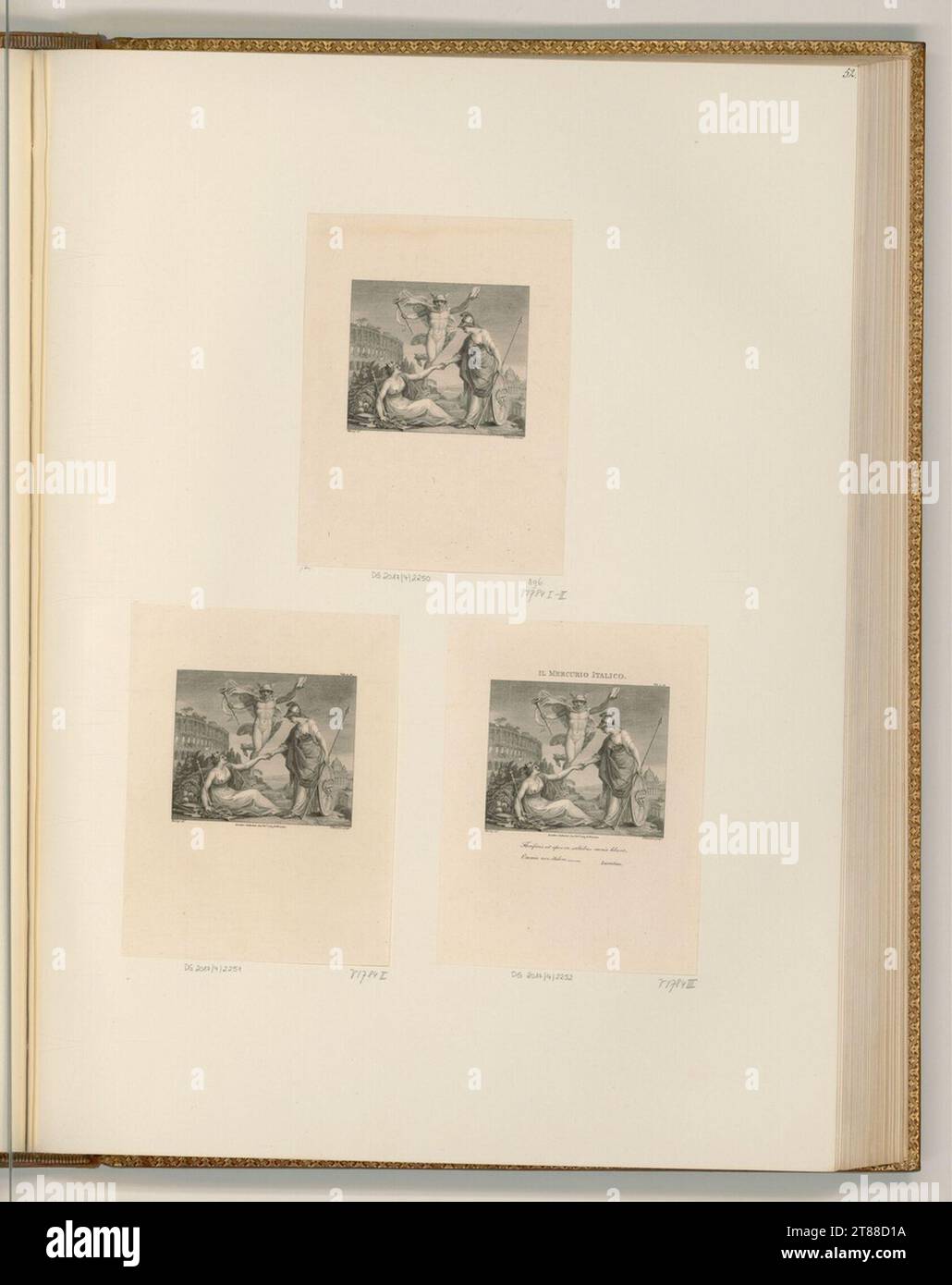 Francesco Bartolozzi (Engraver) Minerva and Italia Turrita (personification of Italy). Etching, copper engraving 1789 , 1789 Stock Photo