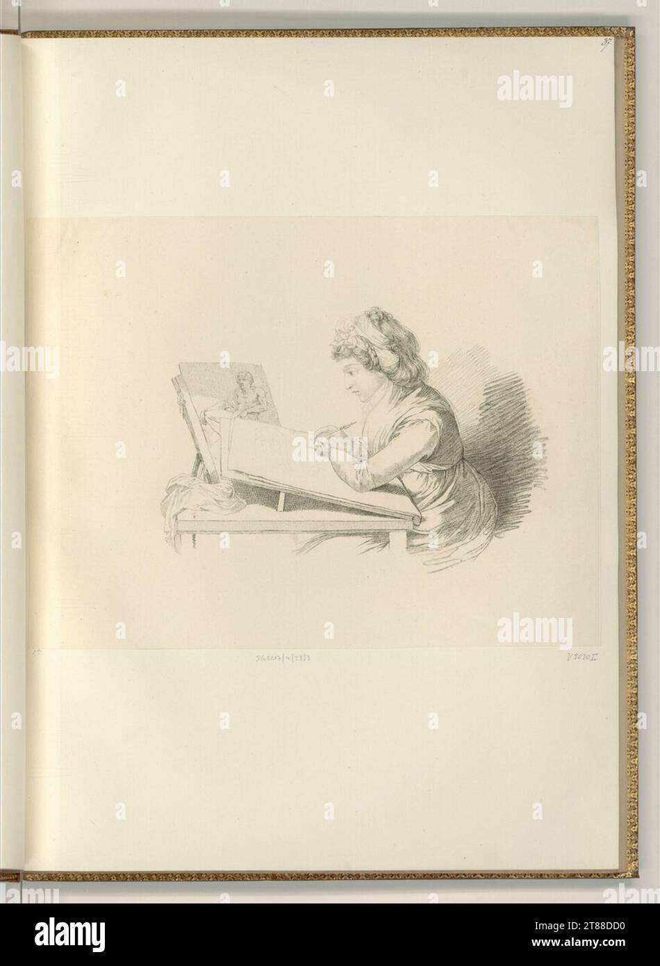 Francesco Bartolozzi (Engraver) Angelika Kauffmann when drawing. Punctual 1799 , 1799 Stock Photo