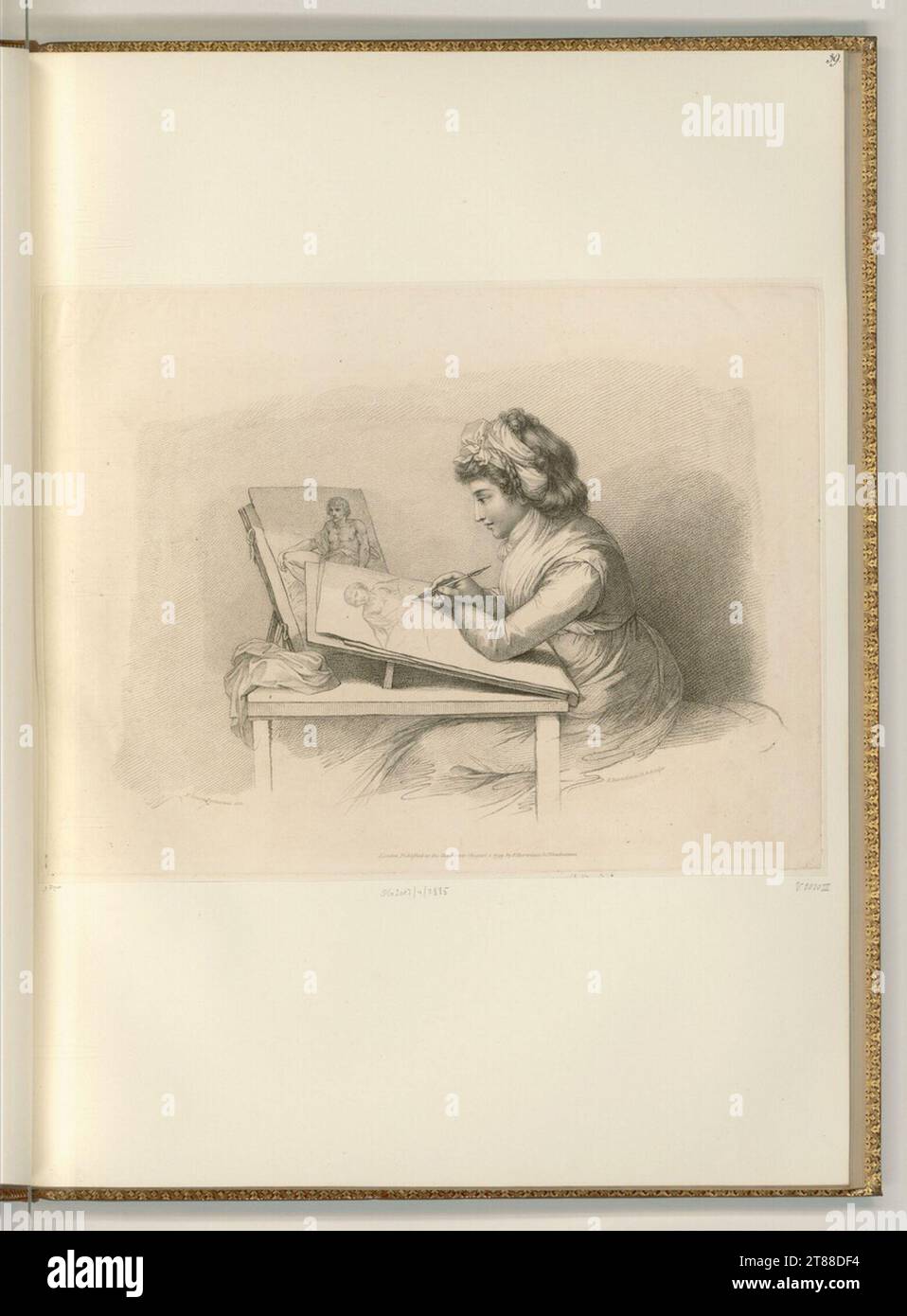 Francesco Bartolozzi (Engraver) Angelika Kauffmann when drawing. Punctual 1799 , 1799 Stock Photo