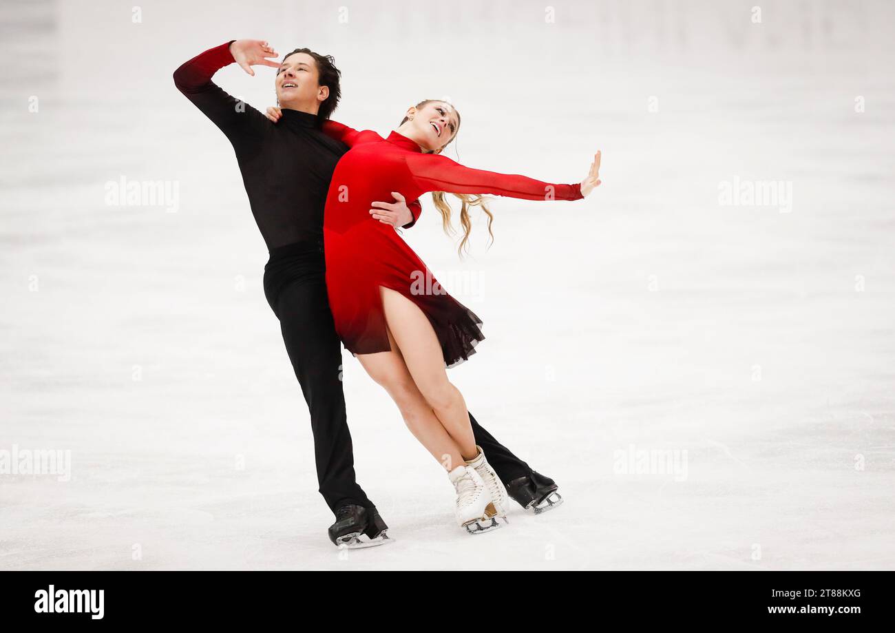 Espoo, Finland. 18th Nov, 2023. Emilea Zingas (R)/Vadym Kolesnik of the