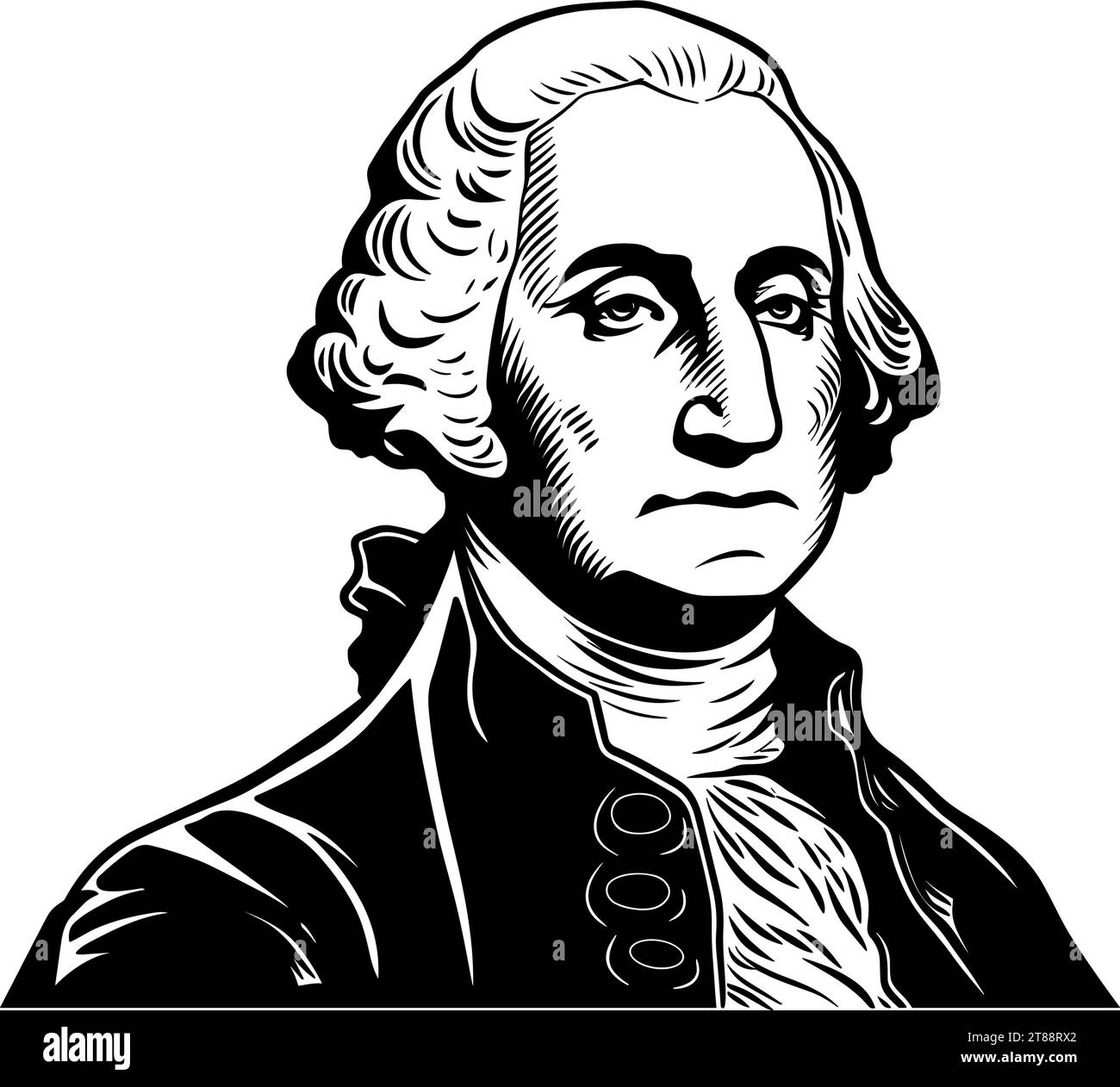 A Black And White Drawing Of A Man - George Washington Stock Vector ...