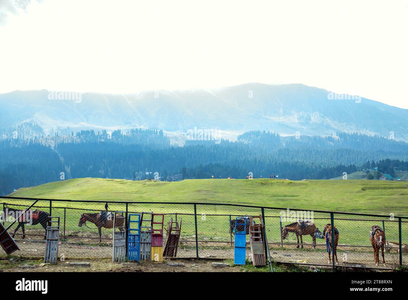 panoramic view of Gulmarghillstation in Jammu and Kashmir,India. Stock Photo