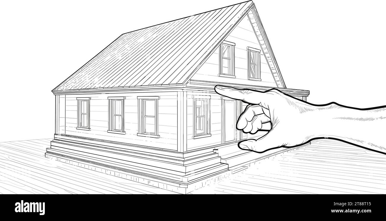 A Hand Pointing At A House Hands Framing Real Estate Sign and New