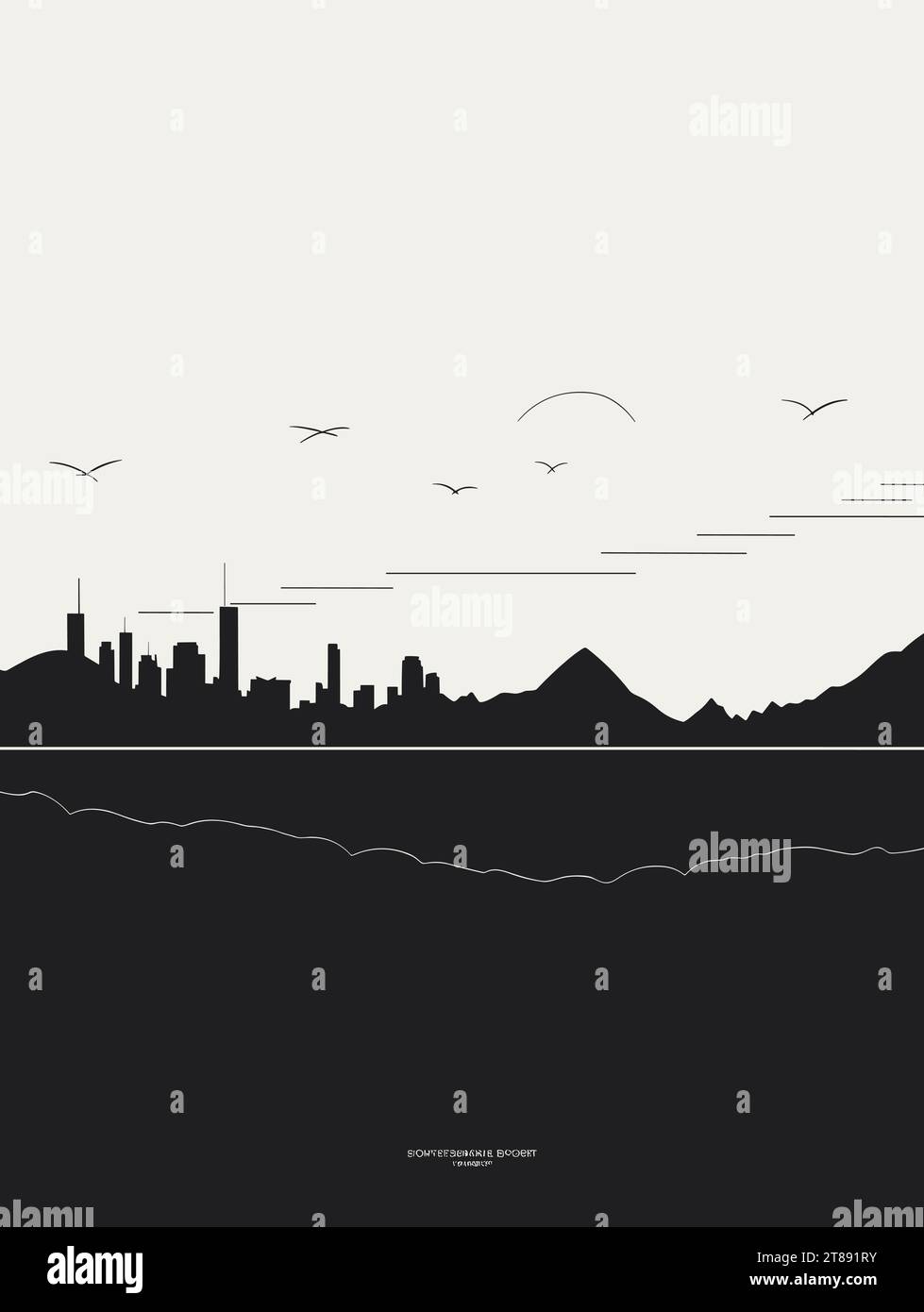 A Silhouette Of A City And Mountains Rio de Janeiro Skyline Stock