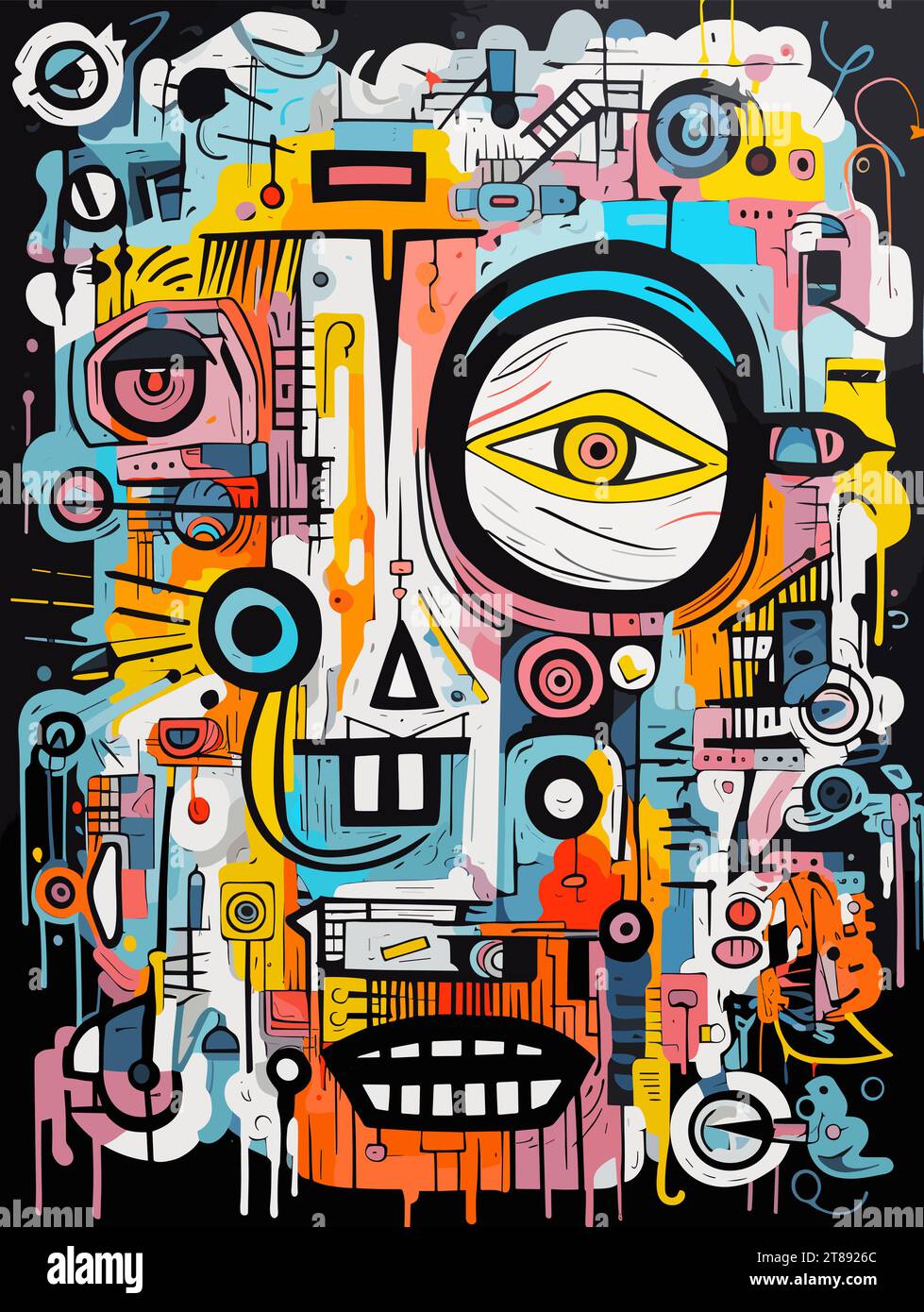 A Colorful Art Piece With Many Different Shapes And Colors feeling