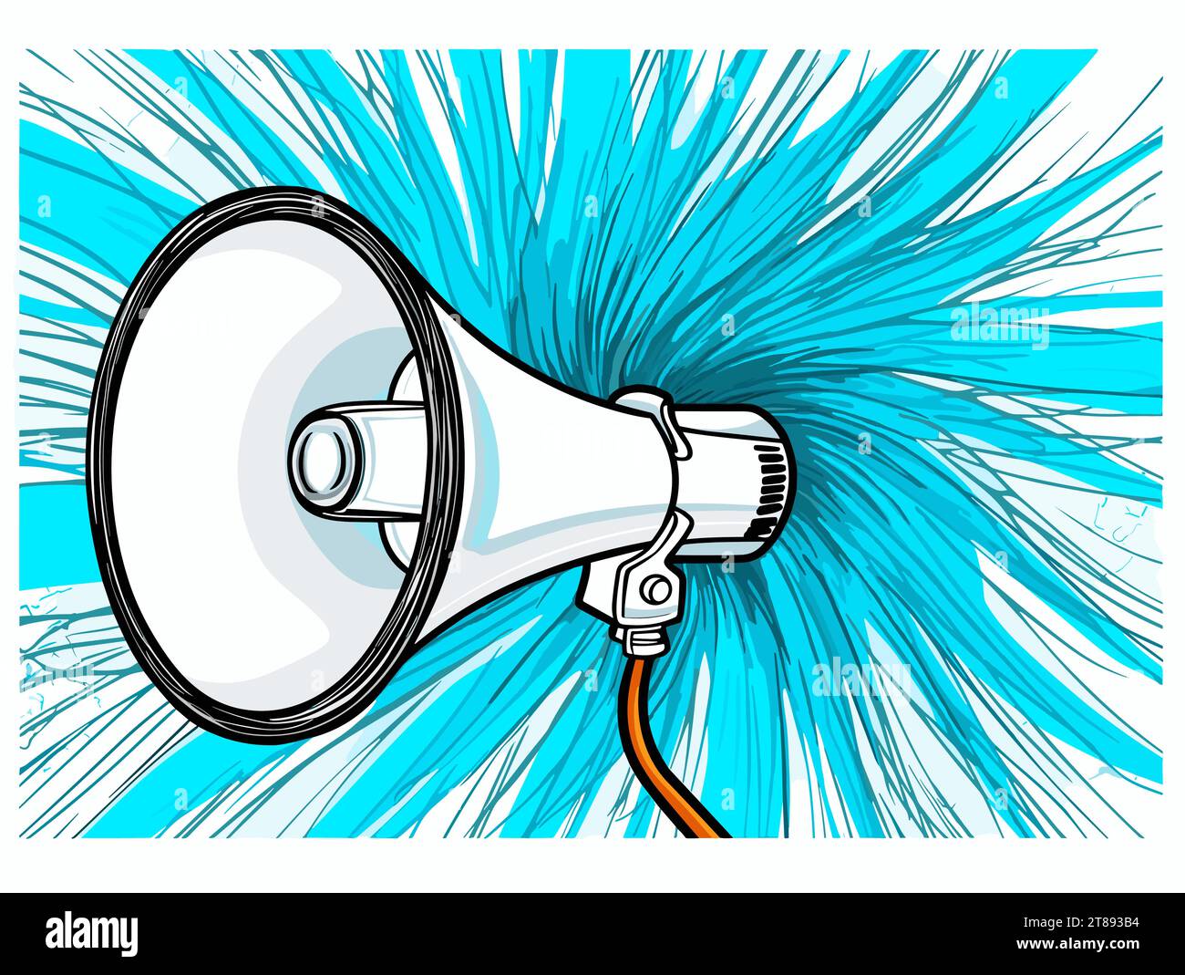 A White Megaphone With Black Ring Around It Doodle style megaphone