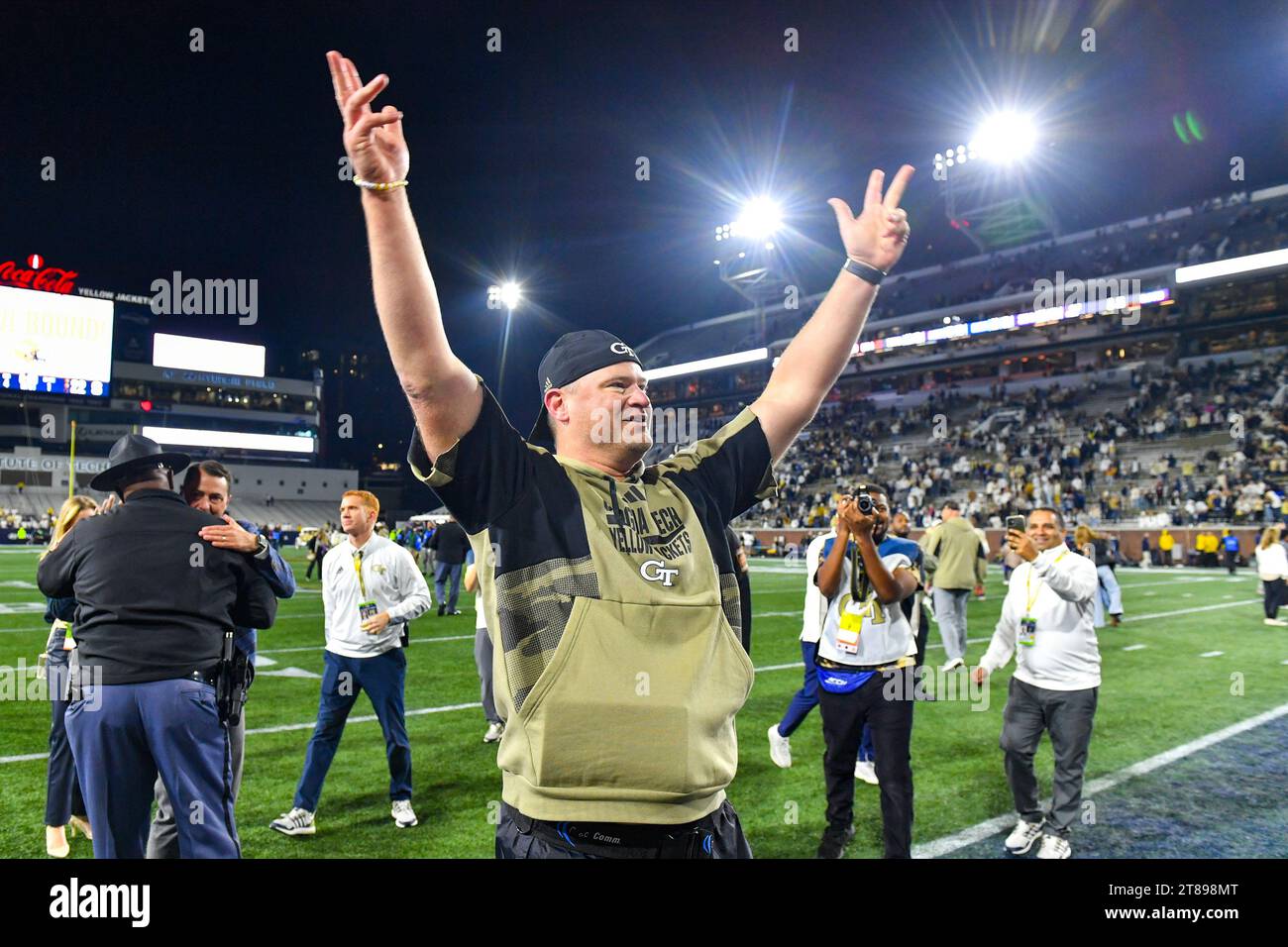 ATLANTA, GA – NOVEMBER 18: Georgia Tech head coach Brent Key reacts ...