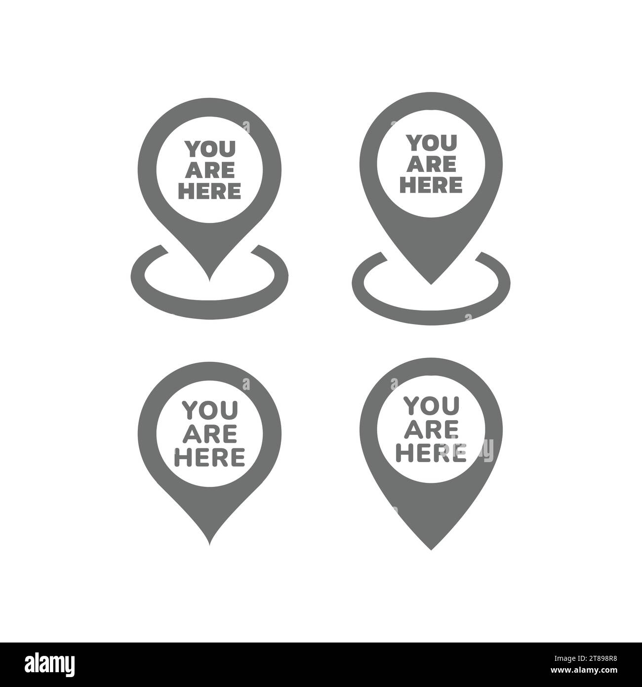 You are here location pin vector icons. Map pin, directions and route icon set. Stock Vector