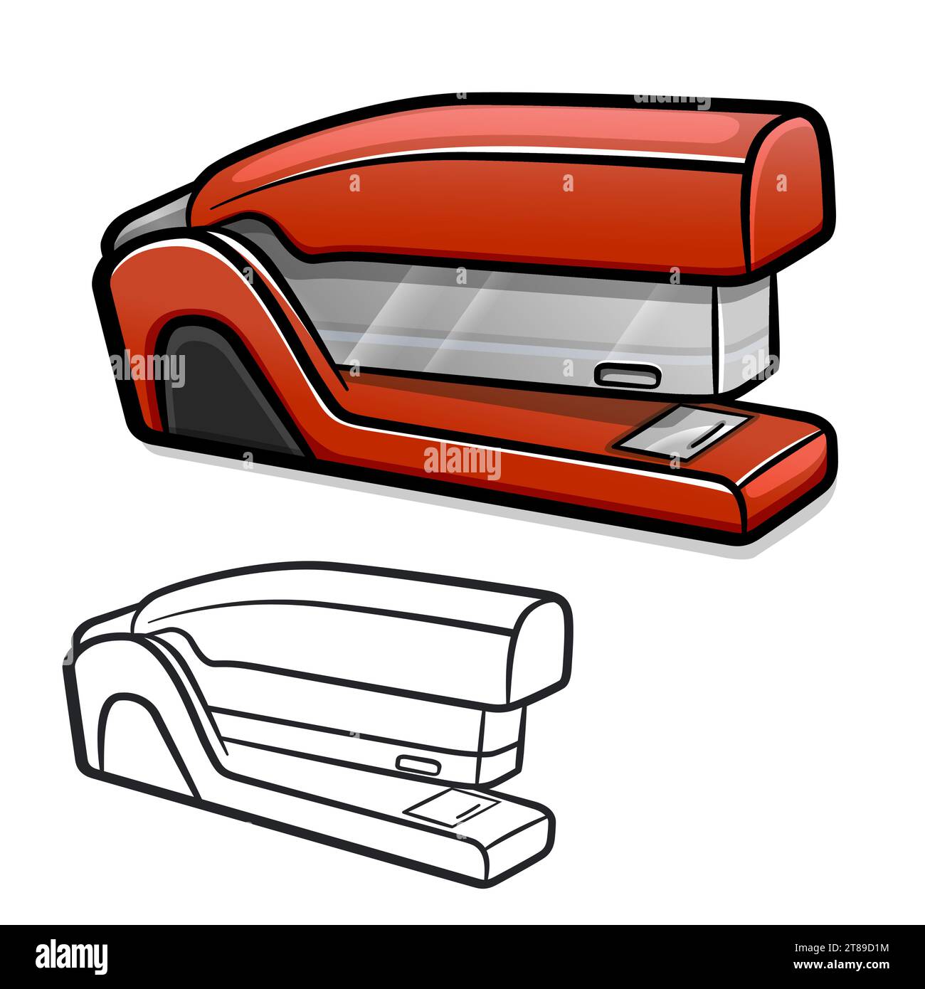 Illustration of red stapler office cartoon drawing Stock Vector Image