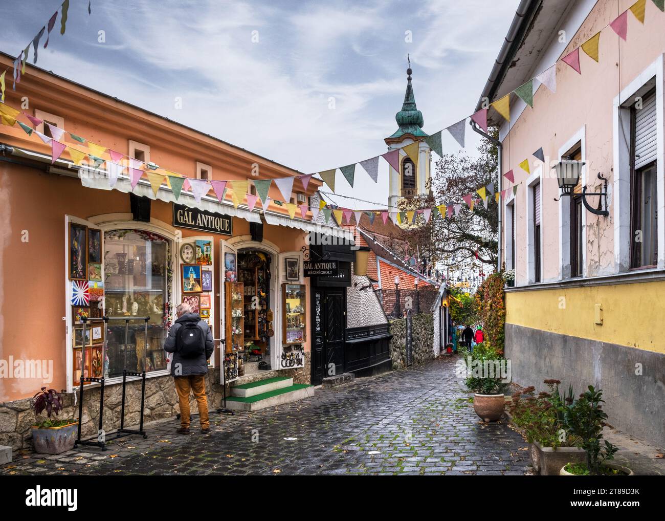 Szentendre is a town nestled in Pest County that has earned the nickname of the 'Artist's Village' due to its rich artistic heritage and its thriving Stock Photo