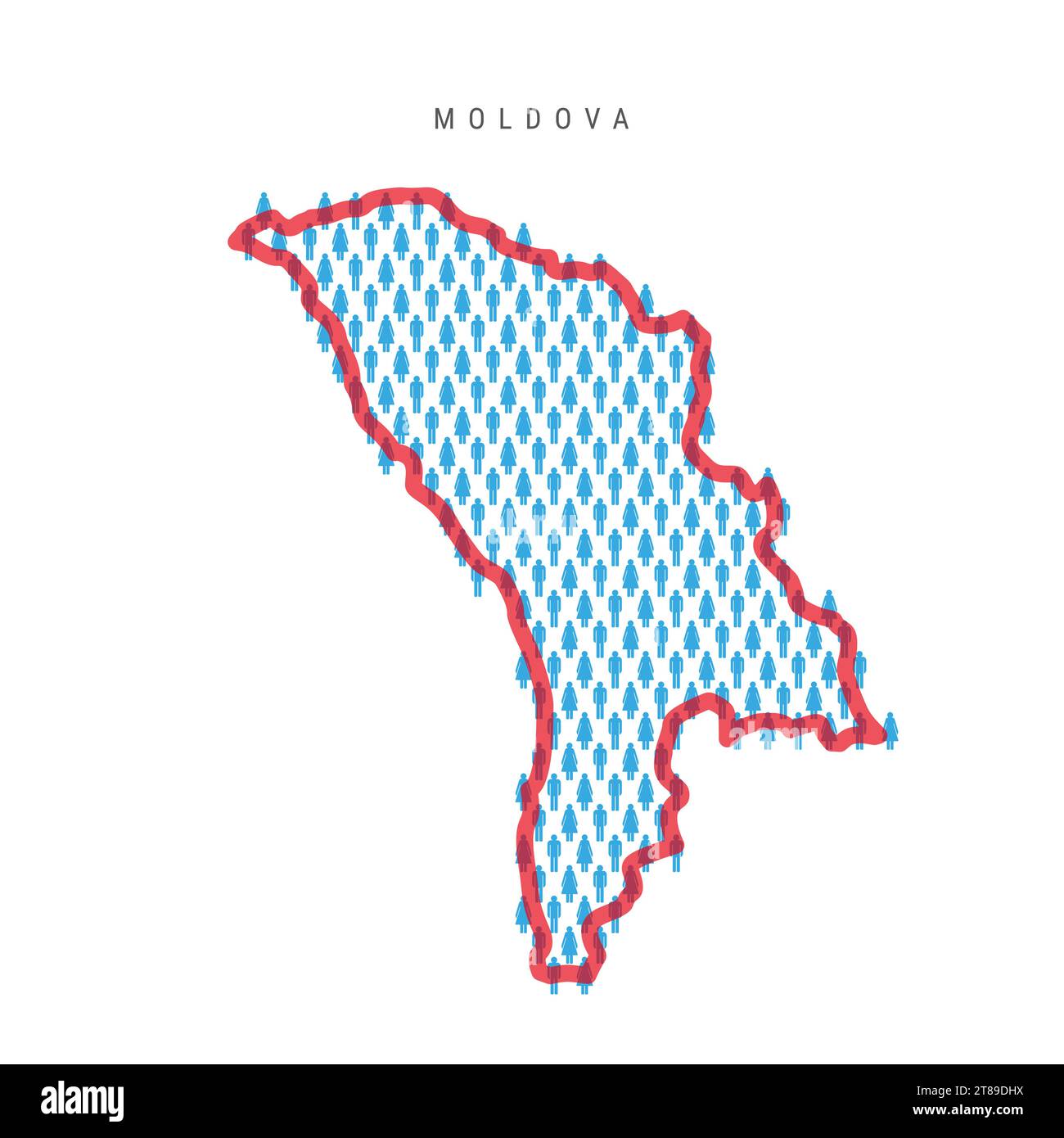 Moldova population map. Stick figures Moldavian people map with bold ...