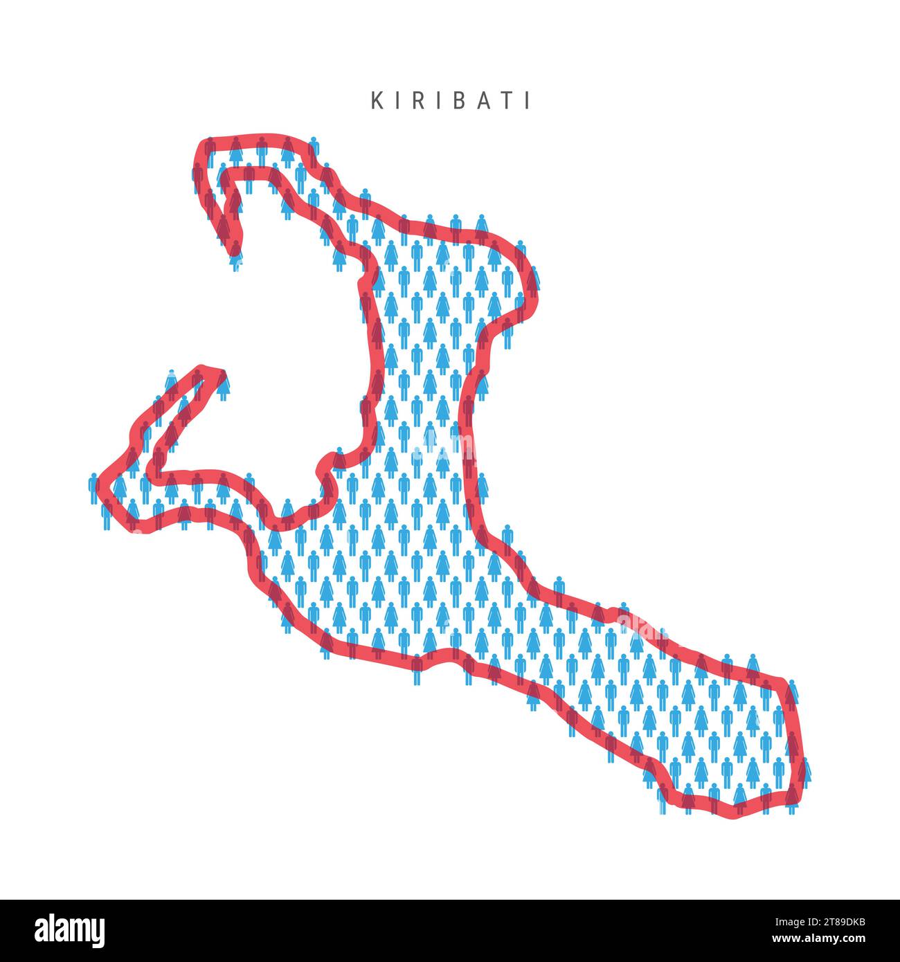 Kiribati population map. Stick figures people map with bold red