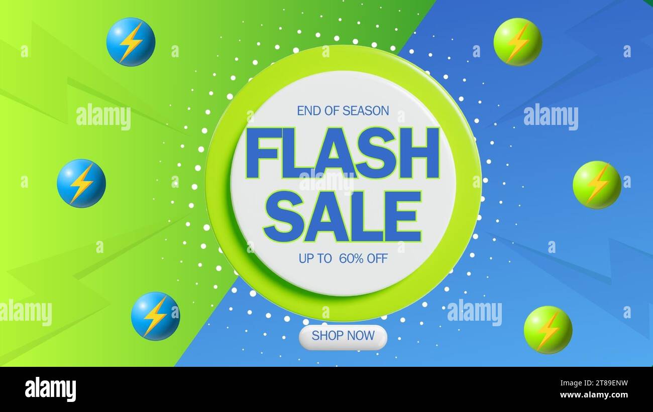 Flash Sale Shopping Poster or banner with Flash icon and 3D text on