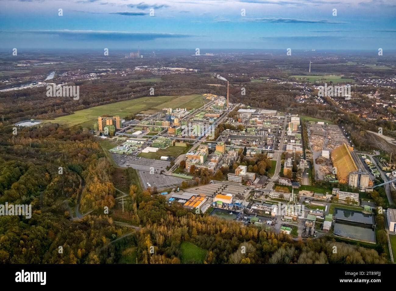 Aerial view, chemical plant Bayer AG, pharmaceutical company for the production of active