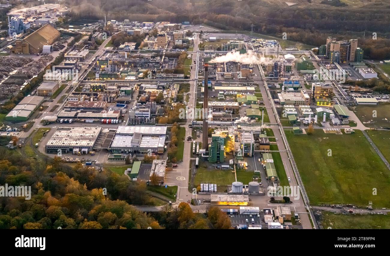 Aerial view, chemical plant Bayer AG, pharmaceutical company for the