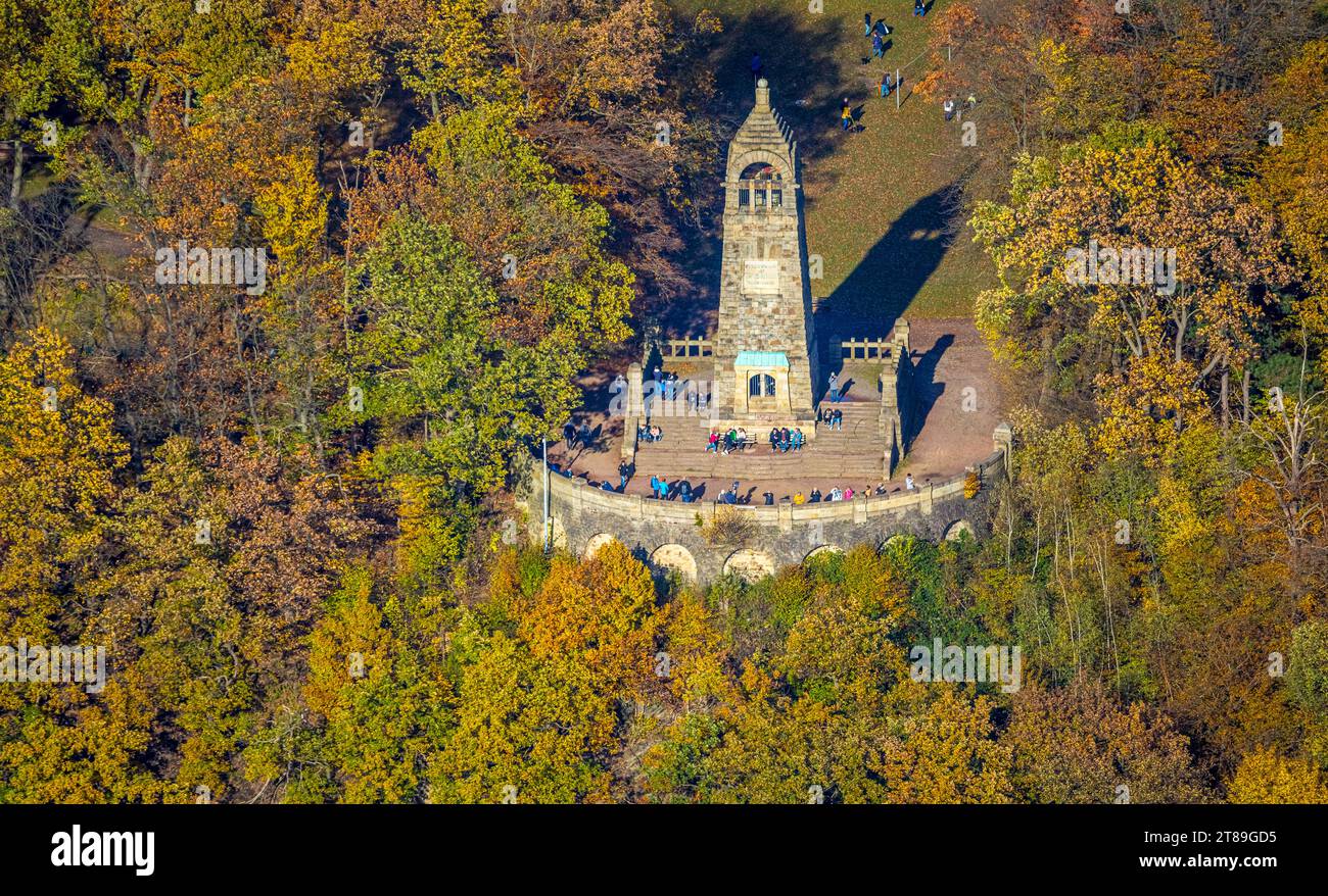 Aerial view, local recreation area Hohenstein, excursionists at the ...