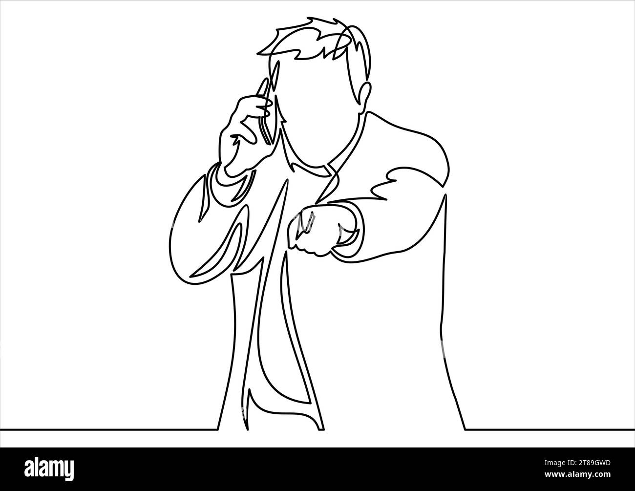 Happy businessman talking on the phone- continuous line drawing Stock ...