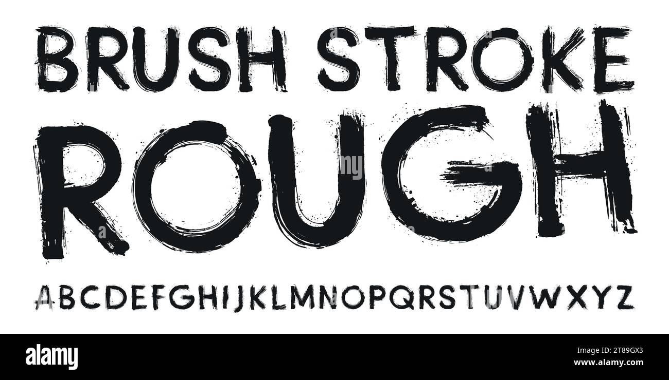 Brush Stroke Rough Font. Handmade layered brush strokes created from hi