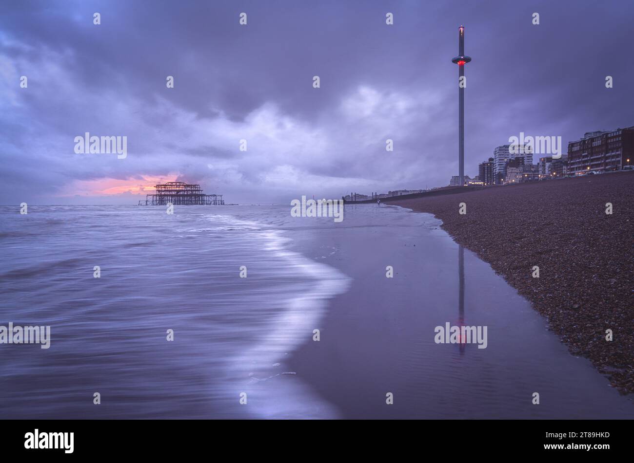 Brighton Beach moody sunset Stock Photo