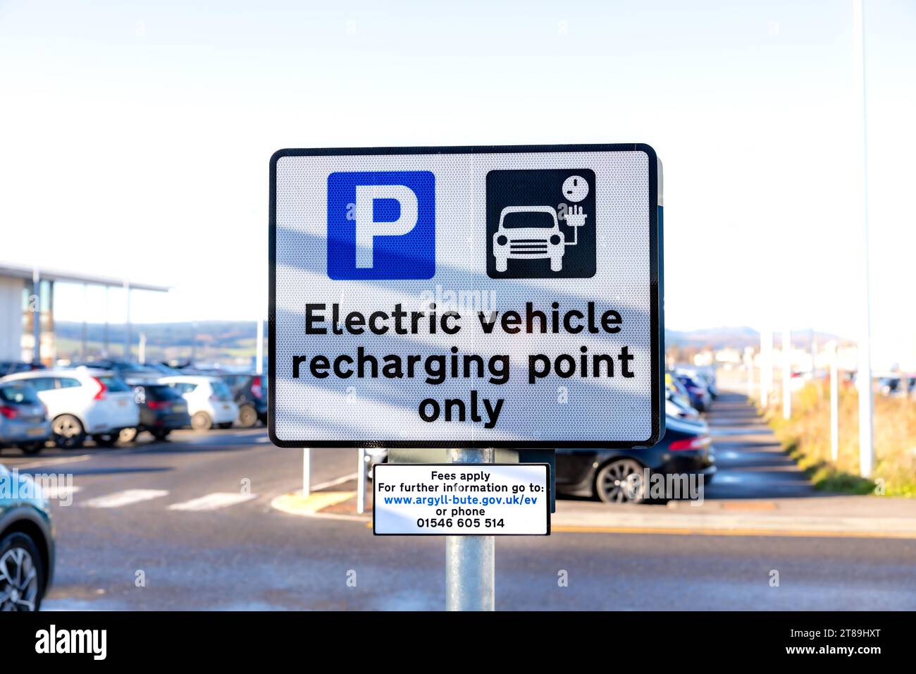An Argyll and Bute Council electric vehicle recharging point sign