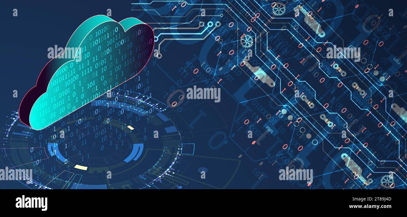 Cloud computing concept.Abstract connection technology background. Hand drawn vector. Stock Vector