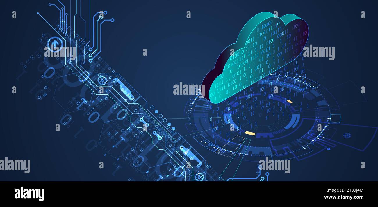 Cloud computing concept.Abstract connection technology background. Hand drawn vector. Stock Vector