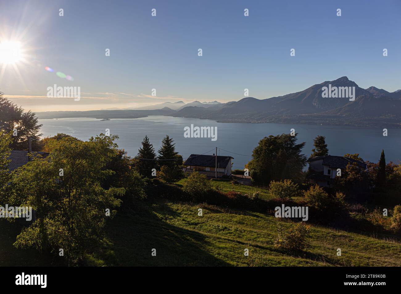 Aerial Panorama San Zeno di Montagna's Majestic Vista Overlooking Lake