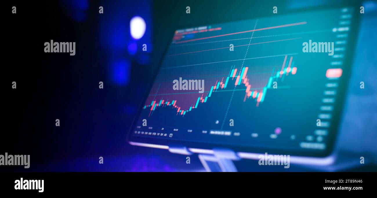 Charting Up Financial chart with up trend line graph. Wealth management with risk ...