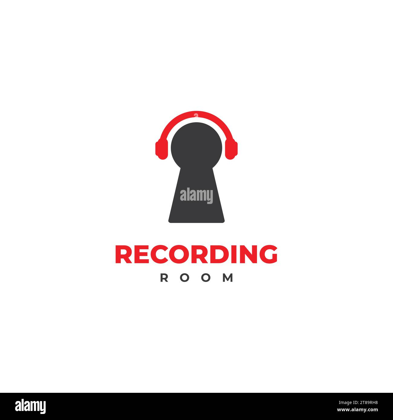 recording room logo design on isolated background. key hole combine