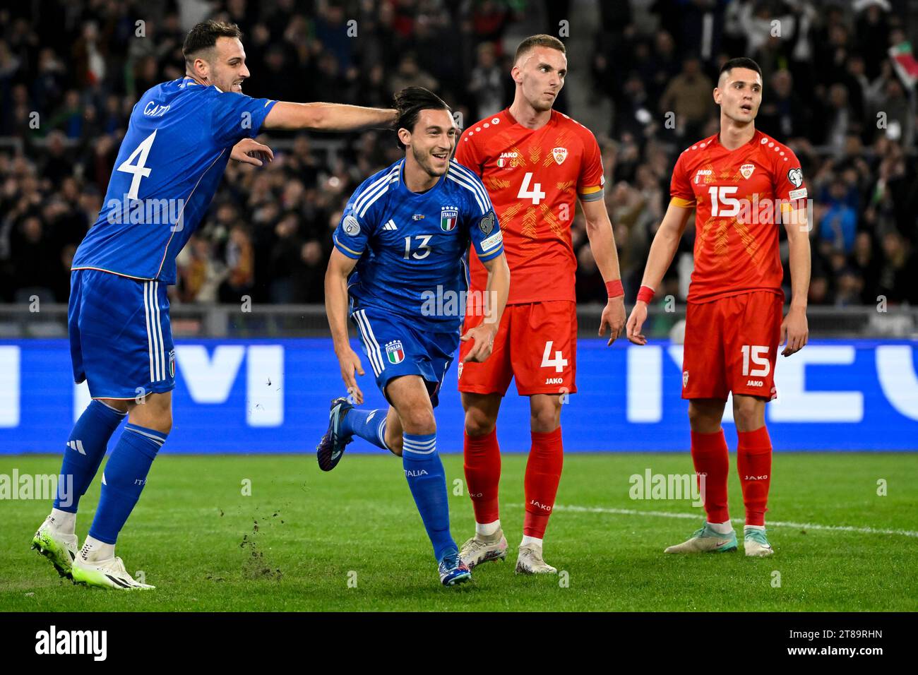 Matteo Darmian of Italy (2l) celebrates after scoring the goal of 10