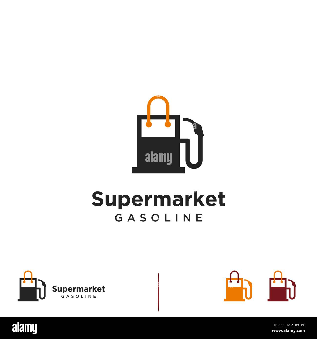 supermarket gasoline logo, gas pump combine with shopping bag logo icon