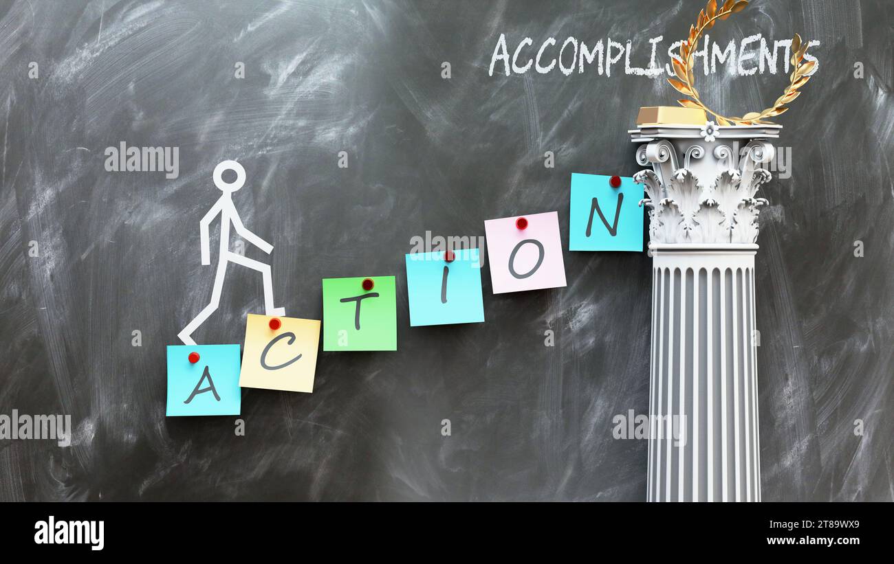 Action leads to Accomplishments - a metaphor showing how action makes ...
