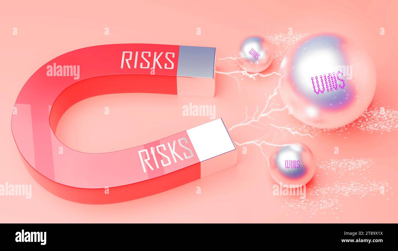 Risks attracts Wins. A magnet metaphor in which power of risks attracts ...