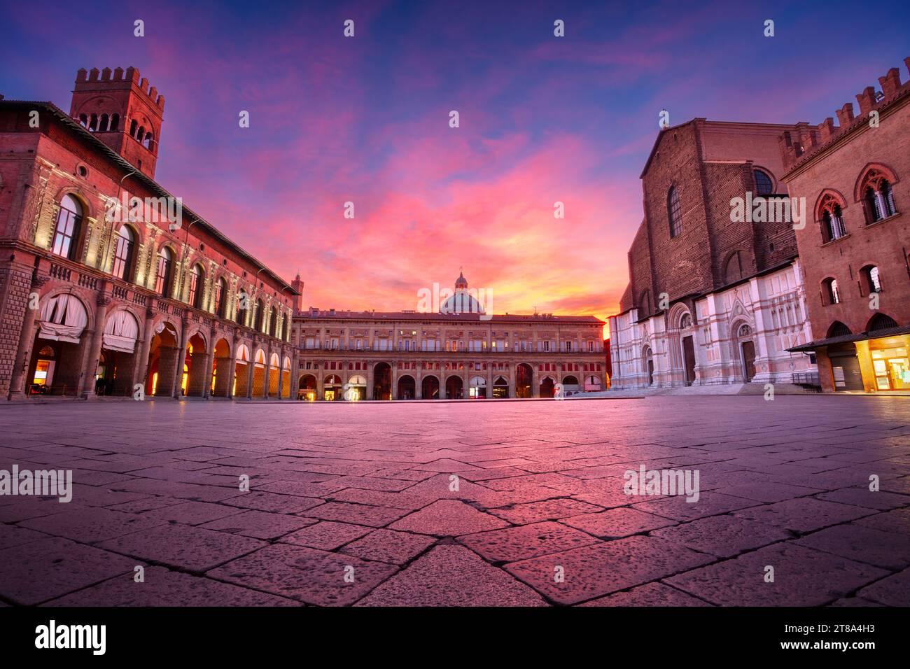 Bologna, Italy. Cityscape image of old town Bologna, Italy with Piazza