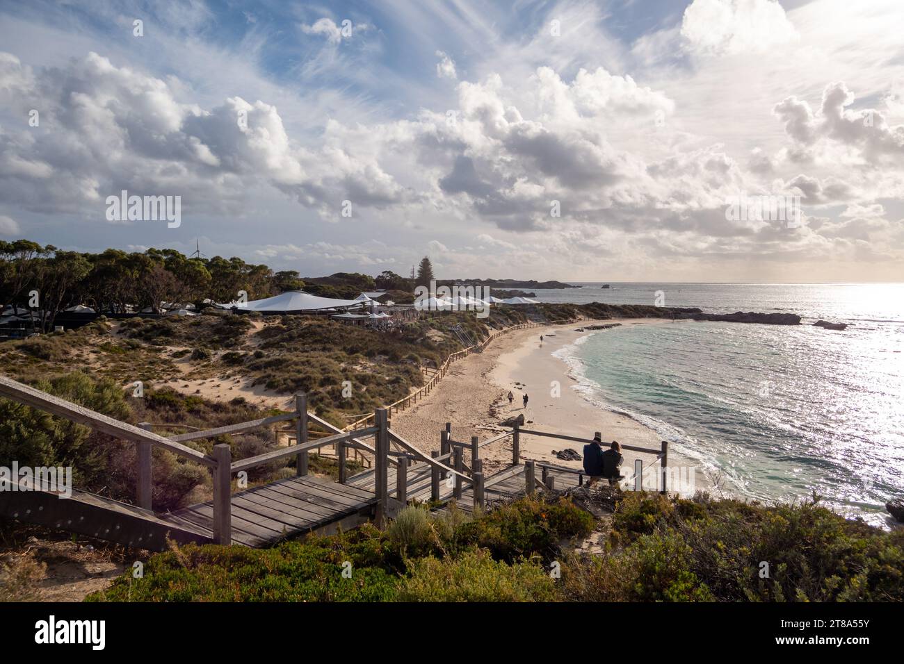 View of Pinky's Beach and resort, Rottnest Island, Western Australia ...