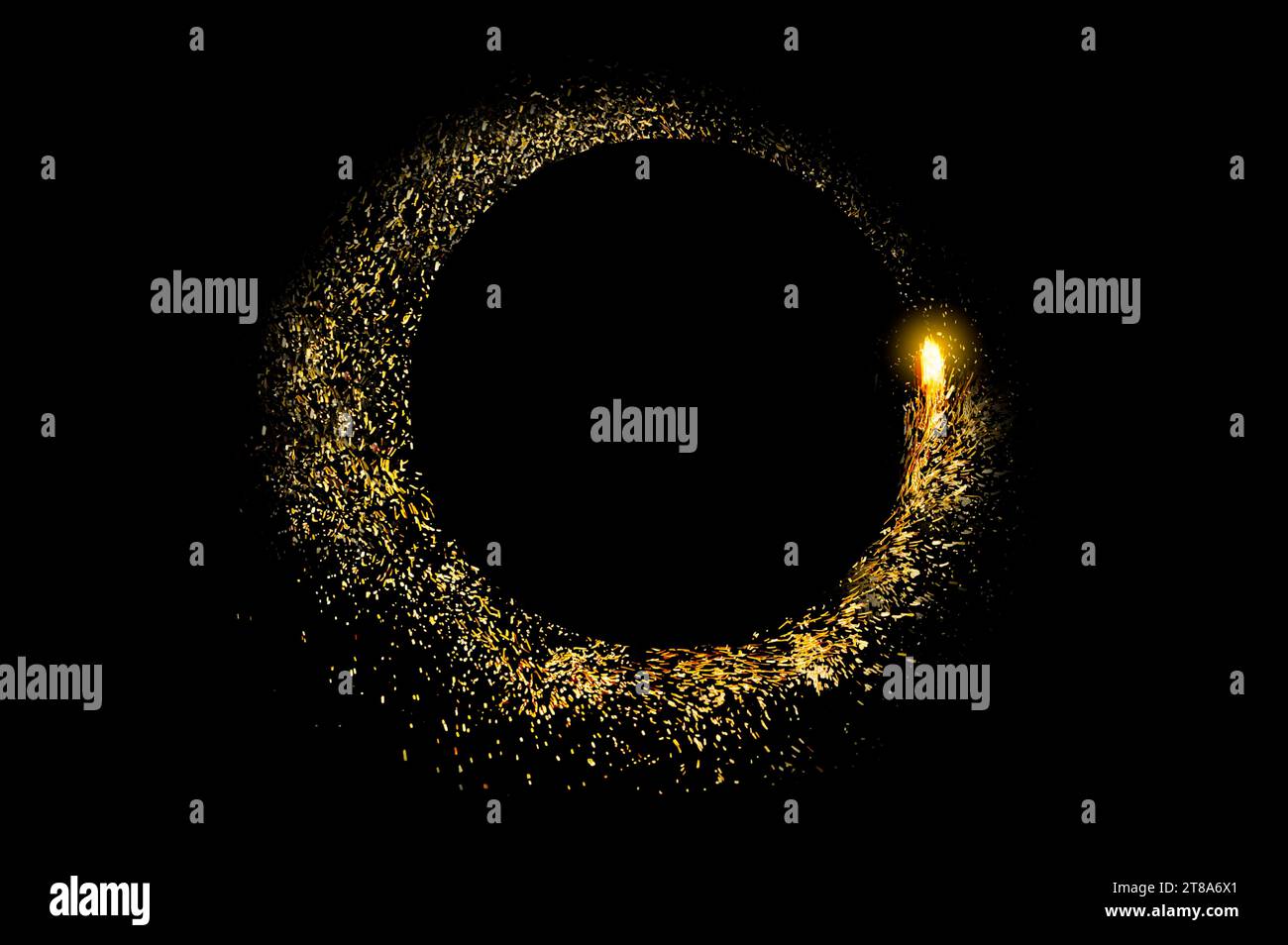 circle light frame on black background Stock Photo
