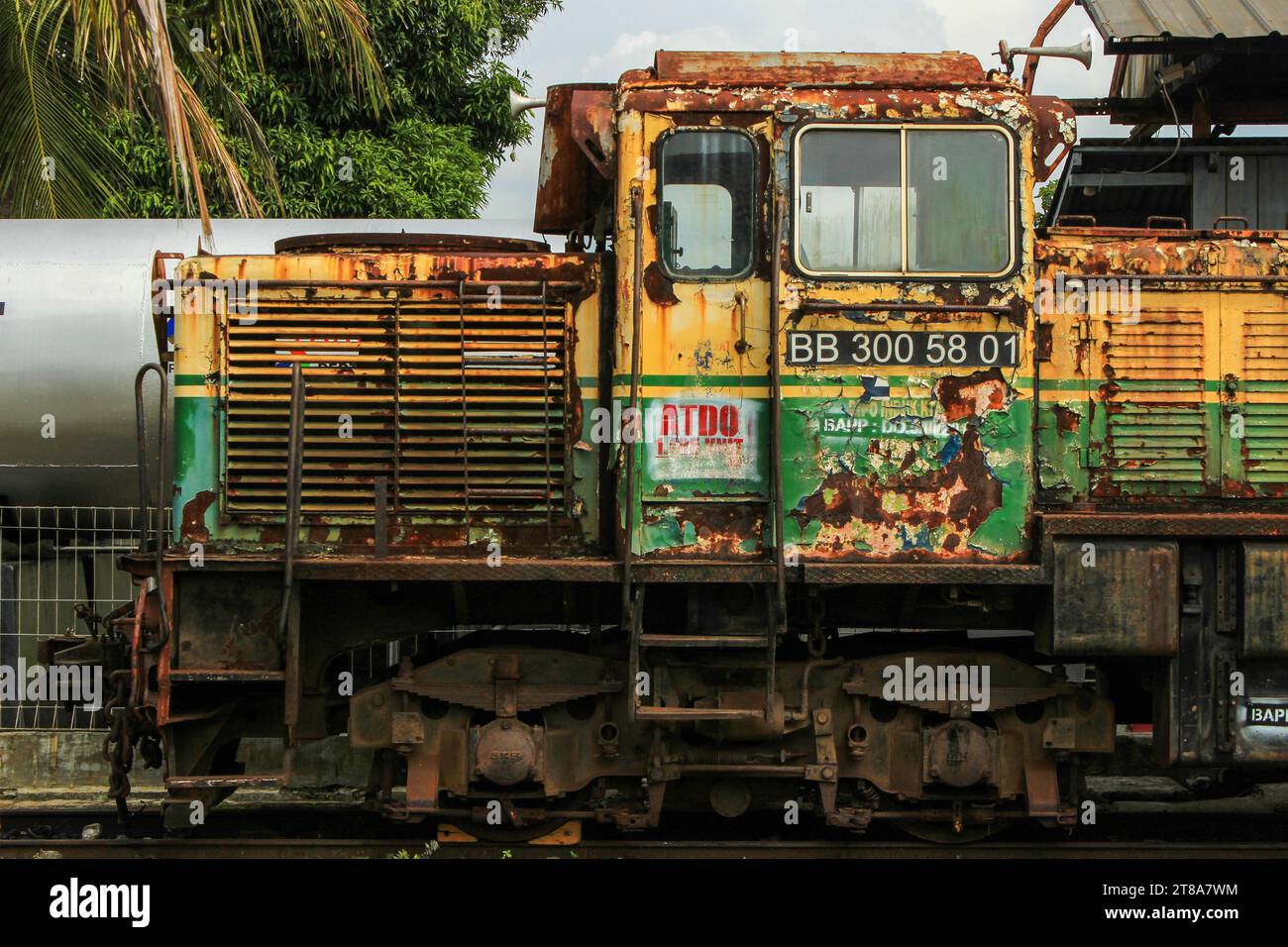 Abandoned Locomotive, Indonesian Railway Photograph Stock Photo