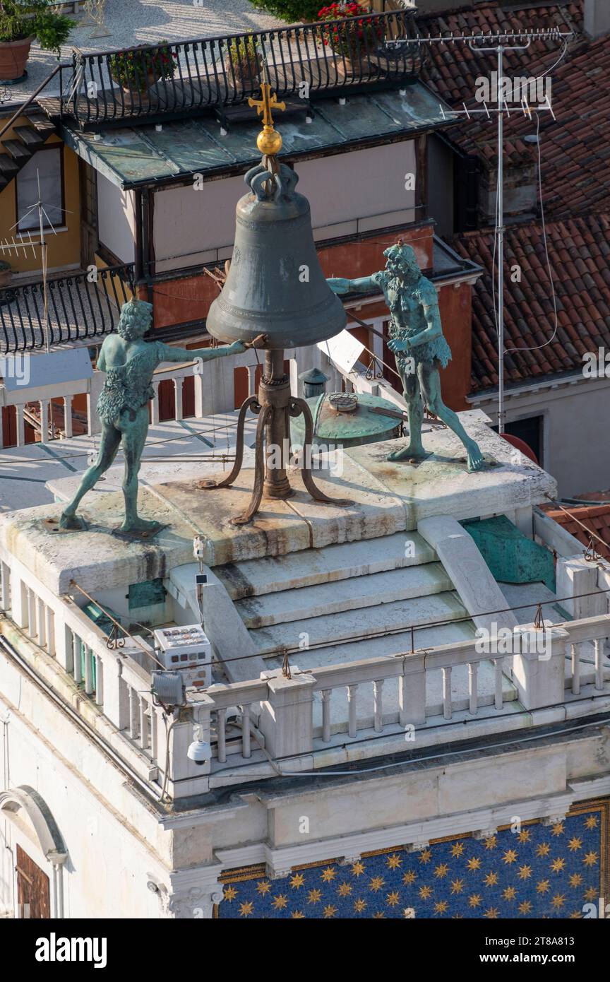 On the roof of the 1493 Renaissance Torre dell Orologio also known as
