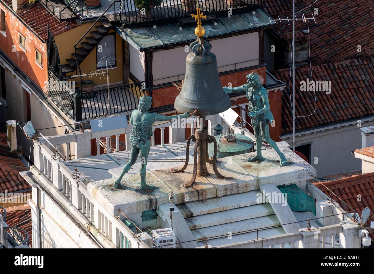 On the roof of the 1493 Renaissance Torre dell Orologio also known as