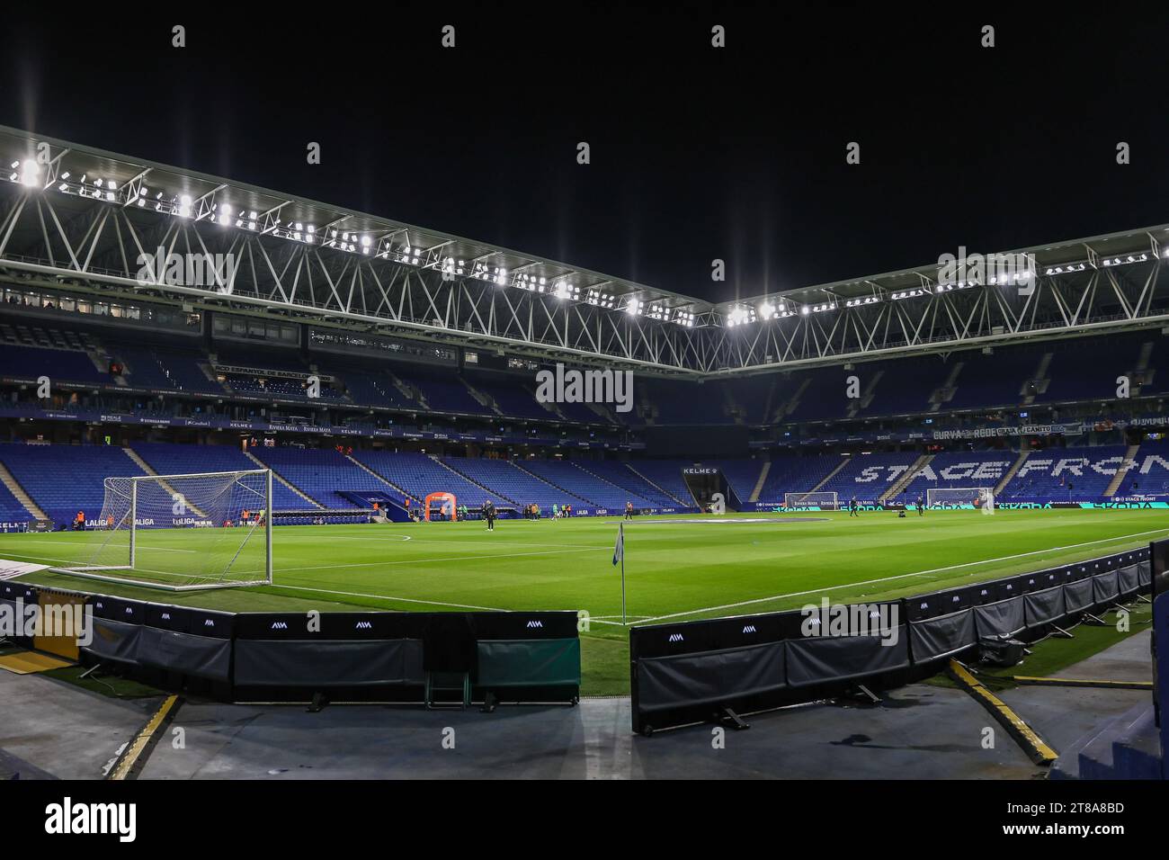 Barcelona, Spain. 18th Nov, 2023. The Stage Front Stadium, also know as the Estadio Cornella-El Prat, is ready for the LaLiga 2 match between Espanyol v Elche at in Barcelona. (Photo Credit: Gonzales Photo/Alamy Live News Stock Photo