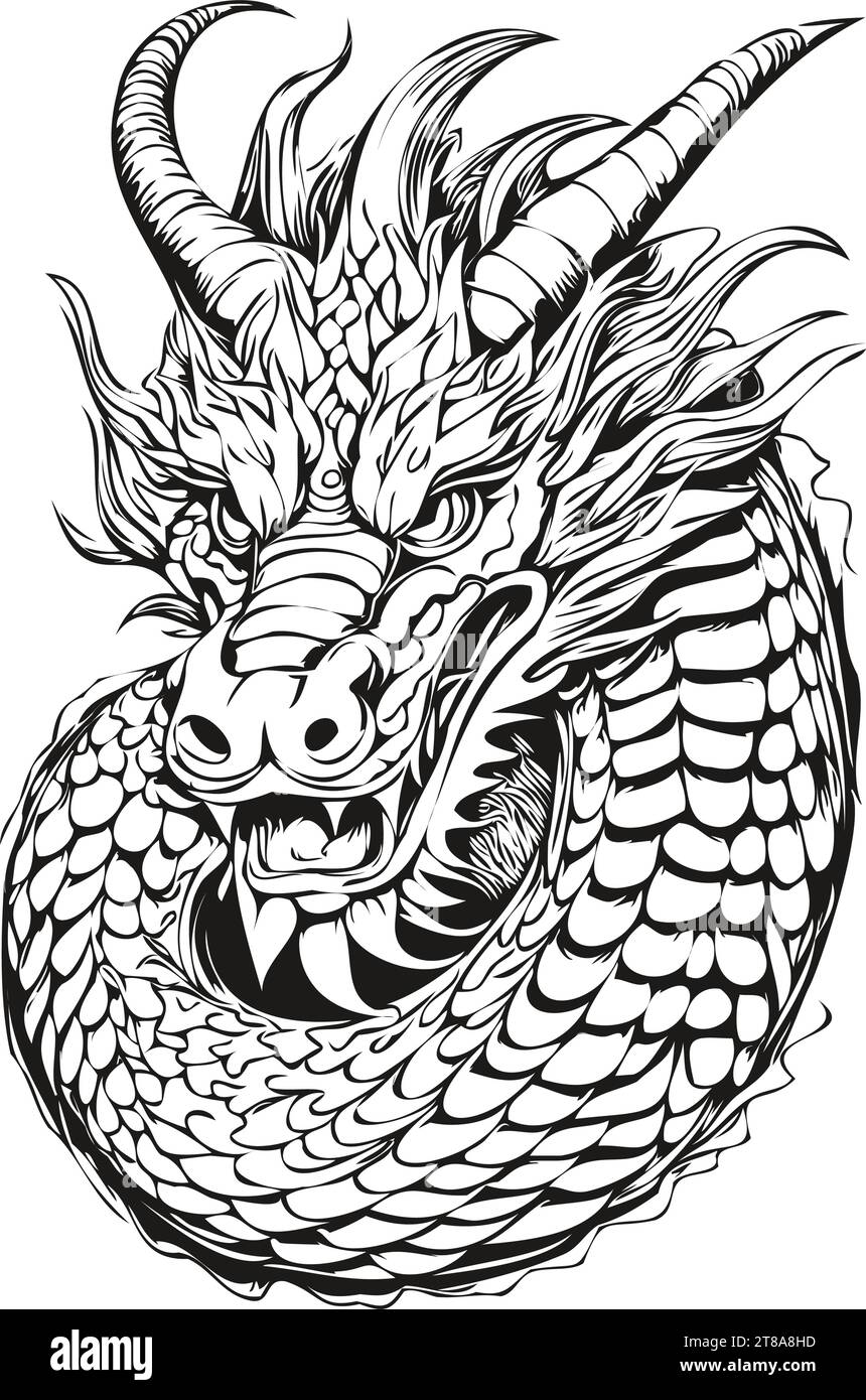 Dragon head drawing hi-res stock photography and images - Alamy