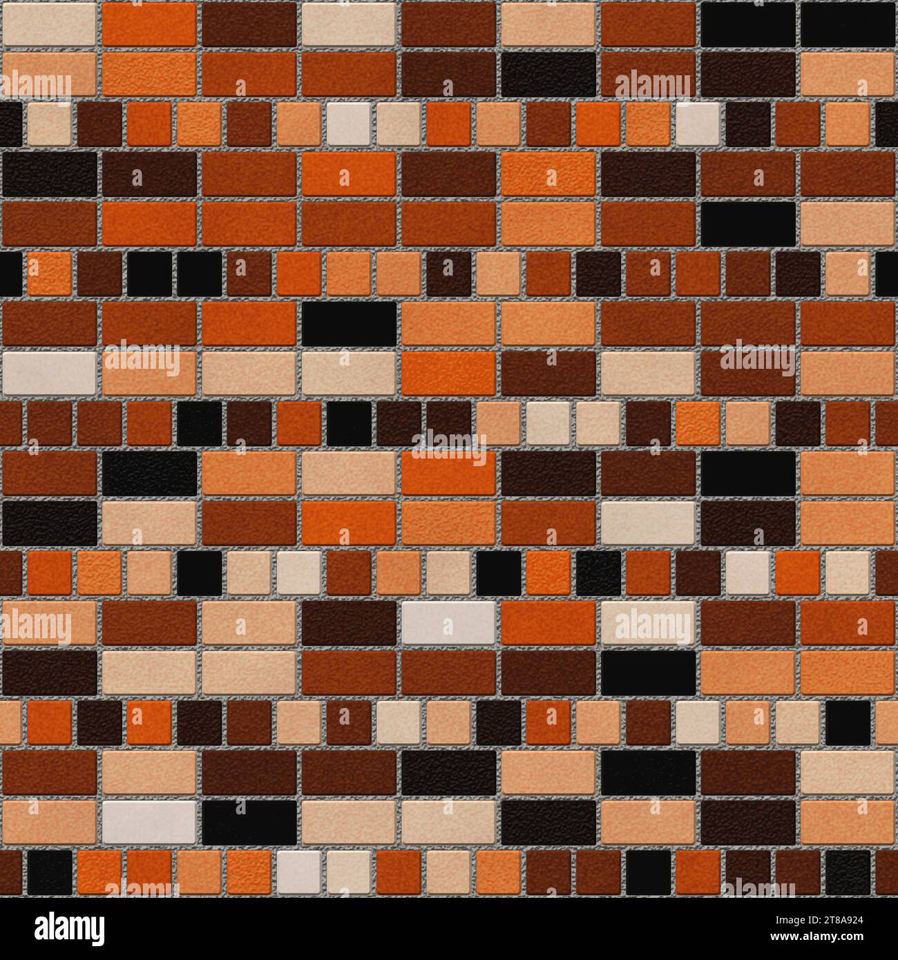 Brick drawing. Colorful brick wall seamless background- texture pattern for continuous replication. Brick pattern. Stock Photo