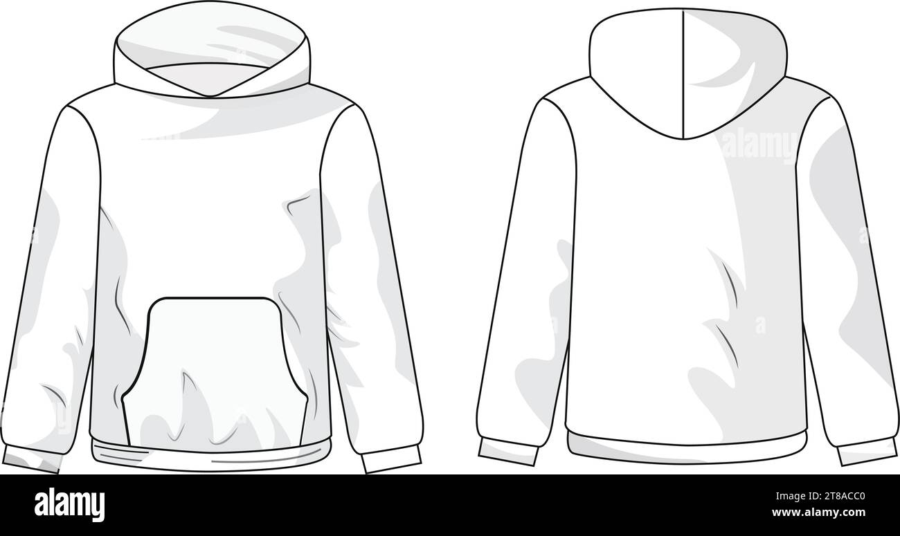 Hoodie Sweatshirt Mockup template vector design Front and back set, Stock Vector