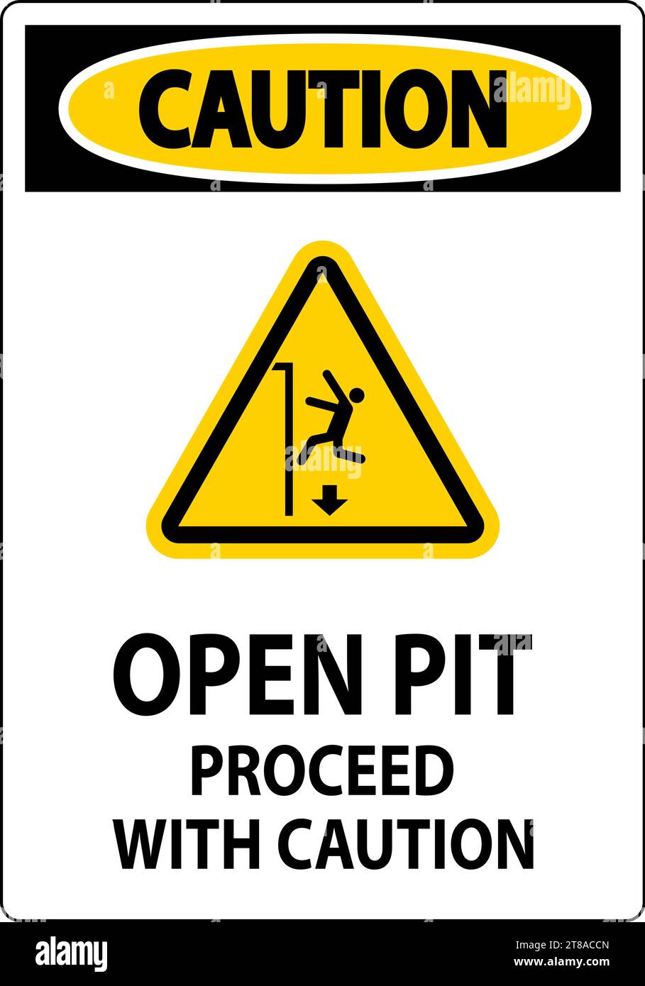Caution Sign Open Pit Proceed With Caution Stock Vector Image & Art - Alamy