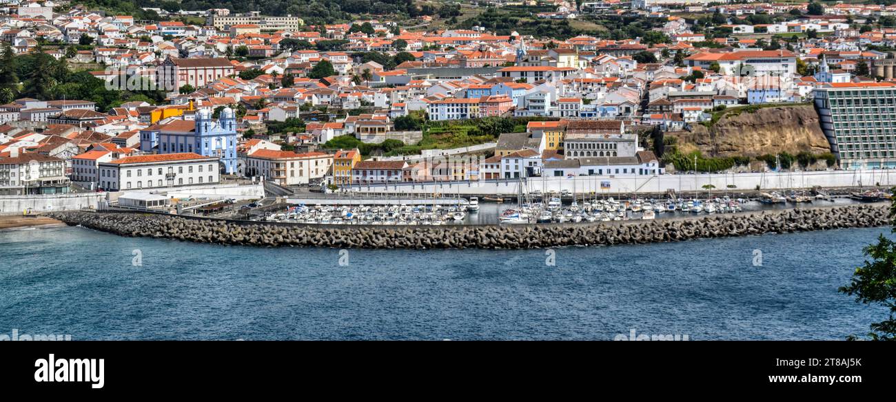 Vista Panorâmica da Cidade de Angra do Heroísmo a partir do Forte de São Sebastião. Stock Photo