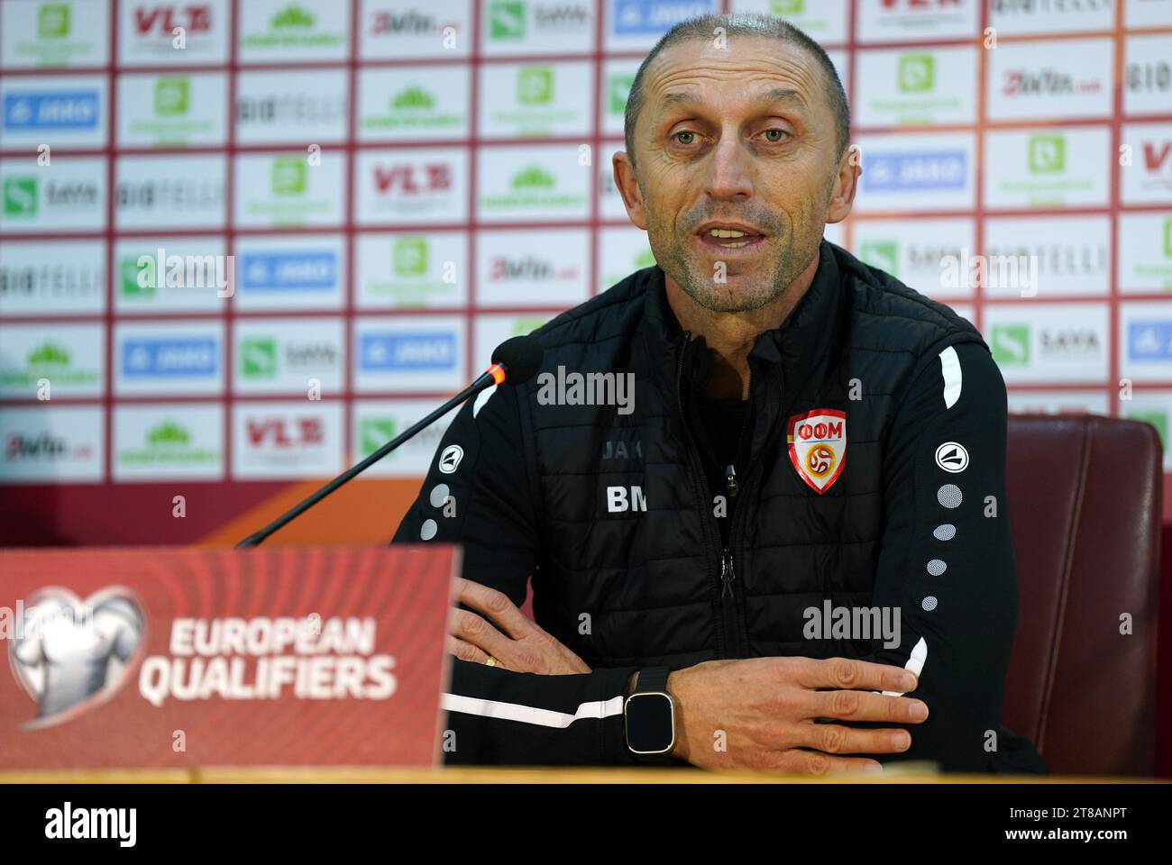 North Macedonia head coach Blagoja Milevski during a press conference